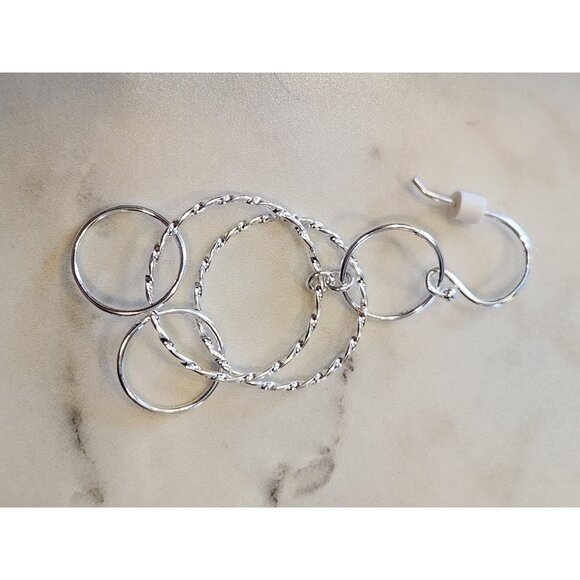 Primavera Italy Sterling Silver Multi Hoop Dangle Earrings By Danecraft - Picture 4 of 5